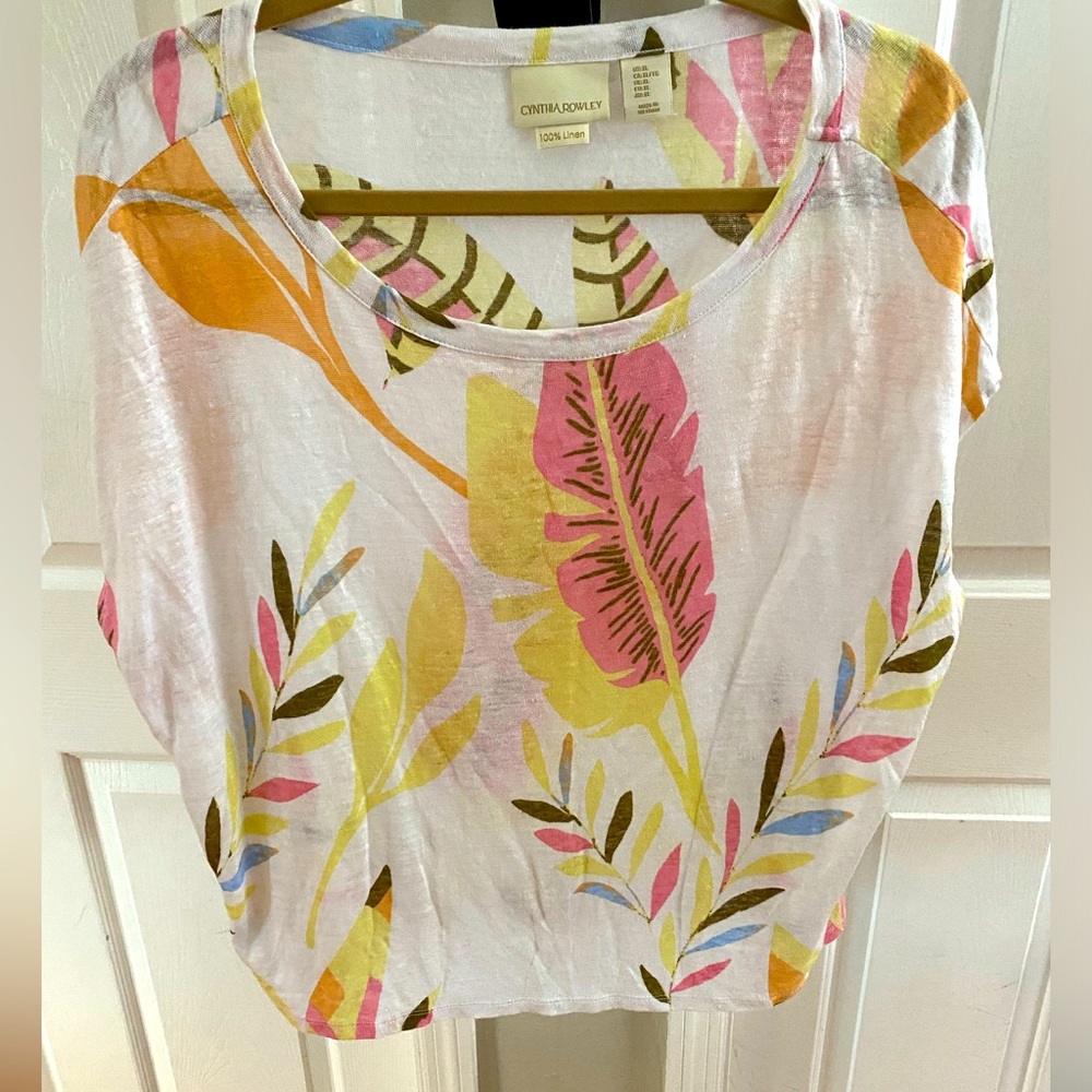 Cynthia Rowley/Top/Pastel Leaf Print/ Women’s Size XL